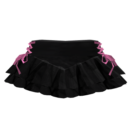 Black Pink Ribbon Tiered Ruffle Skirt