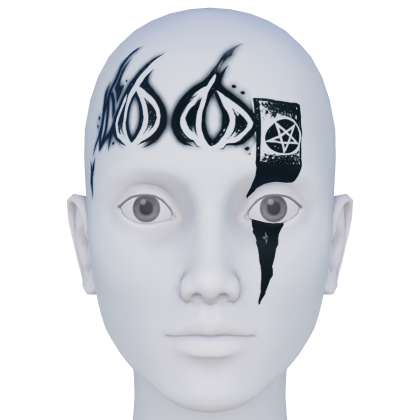 Black Tribal Gothic Forehead Tattoos