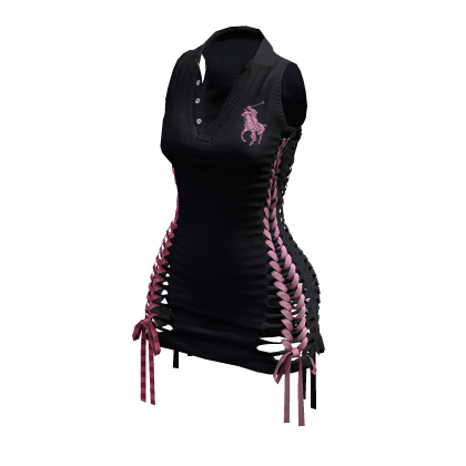 Braided Cutout Sleeveless Polo (Blueberry Pie)