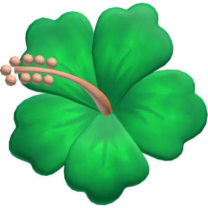 Green Kawaii Tropical Hibiscus Flower Hair Clip