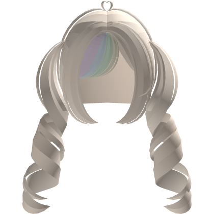 ꒰FREE꒱ cutesy curly pigtails in rainbow blonde Roblox item