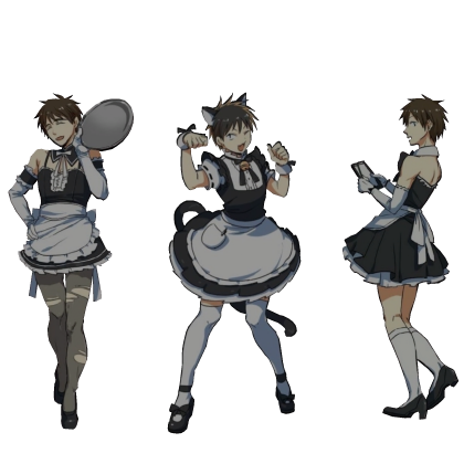 Three Catboy Maids Cutout