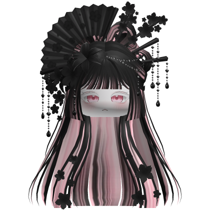 Mystical Hair w/ Sakura Headpiece (Black&Pink) Roblox item