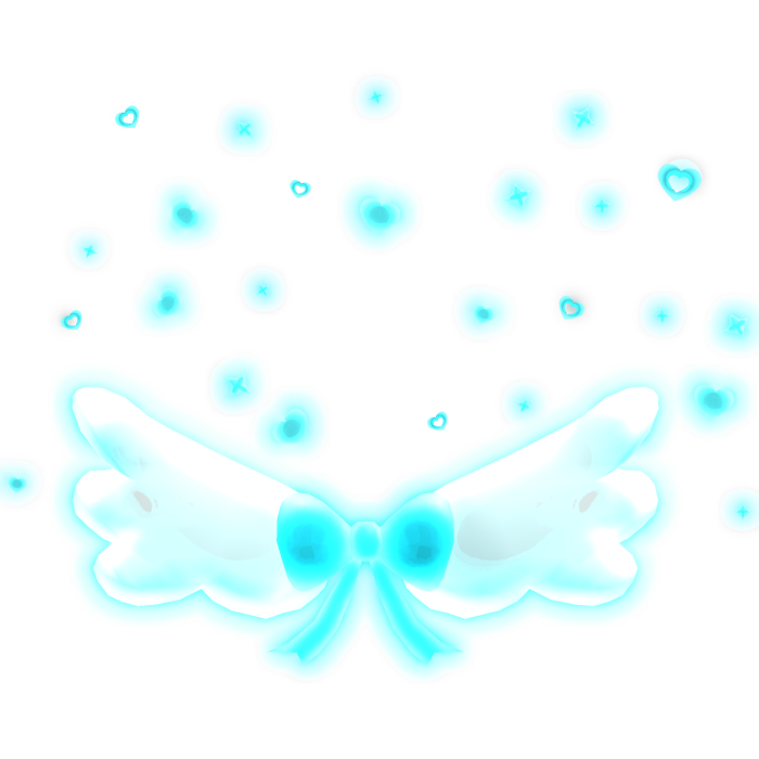 [GLOWING] Blue Cyan Heart Angel Wings Cute Aura
