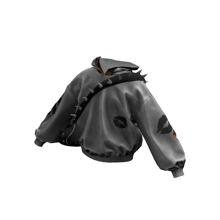 Baggy Y2K Hoodie w/ Leopard Bag (Grey&Black)