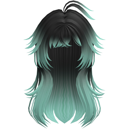 Black Mint Green Ombre Gradient Messy Anime Hair Roblox item