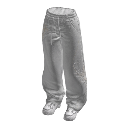 Baggy Pants with Abstract Graphics (Light Gray)