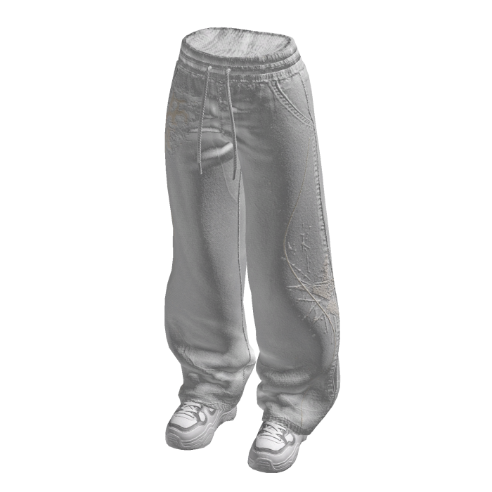 Baggy Pants with Abstract Graphics (Light Gray)