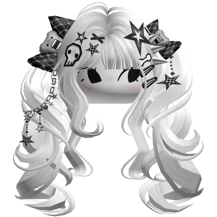 ♡ Scene Fluffy Gyaru Pigtails (White)