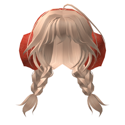 🍀Braided Pigtails w Red Earmuffs thumbnail