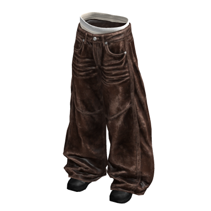 Brown Baggy Y2K Distressed Denim