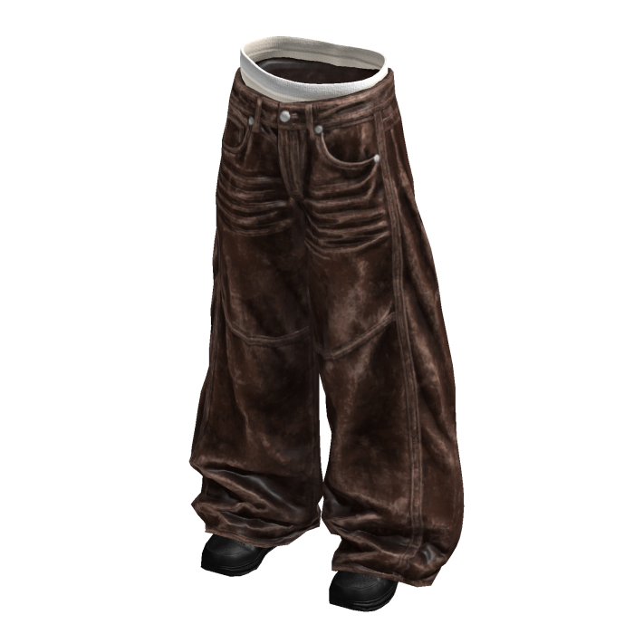 Brown Baggy Y2K Distressed Denim