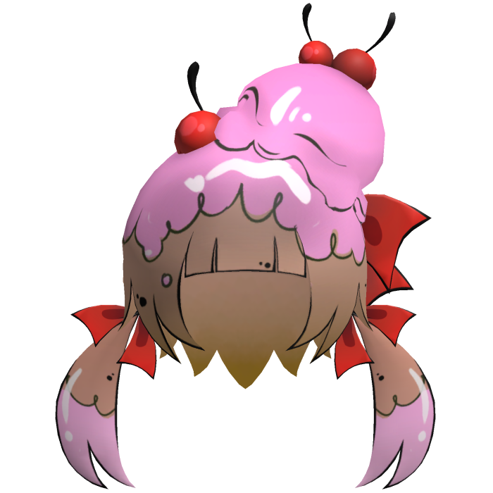 Toon Lowpoly Ice Cream Sunday Girl Hair
