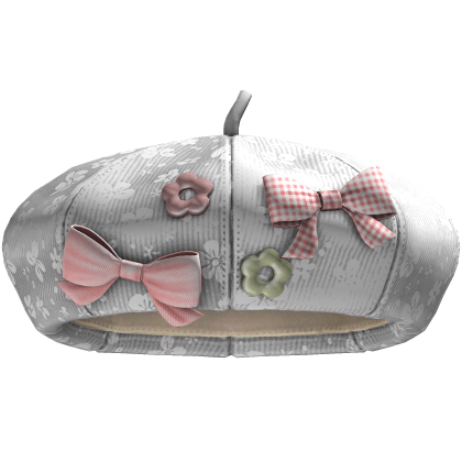 Igari Bow Beret (White Flowers) Roblox item