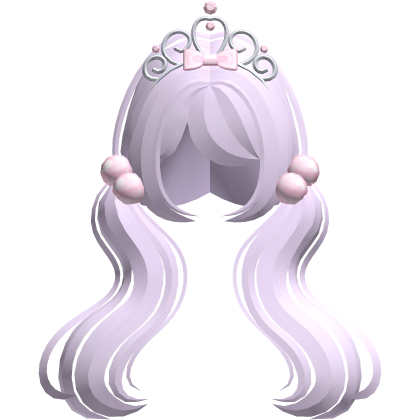 ♡ cute light purple long wavy tiara pigtails Roblox item