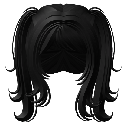 🤍 Cute Swirly Shoujo Girl Pigtails (Black)
