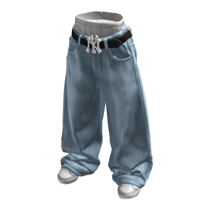 Baggy Lightwash Belted Jeans