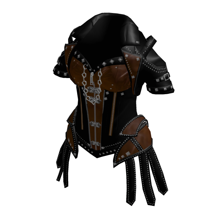 Y2K Goth Corset Top w/ Studded Jacket (Brown)