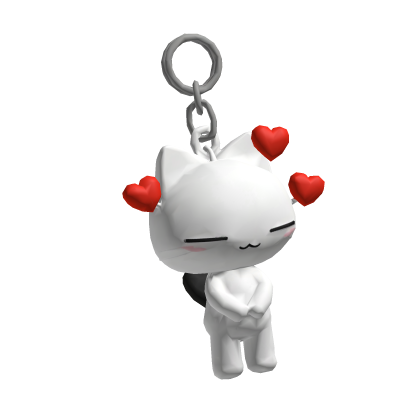 Cat white heart keychain