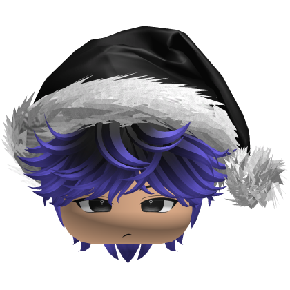 Messy Fluffy Black Purple Hair a Santa Hat Y2k Roblox item