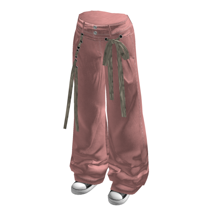 Baggy Pants with Long Waist Tie (Pink)