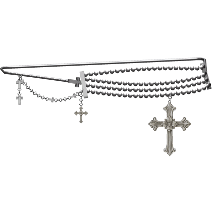 3.0 Waist Silver Belt Chain Pearls Cross Y2K Girl  Roblox item