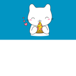 cute cat eating pizza