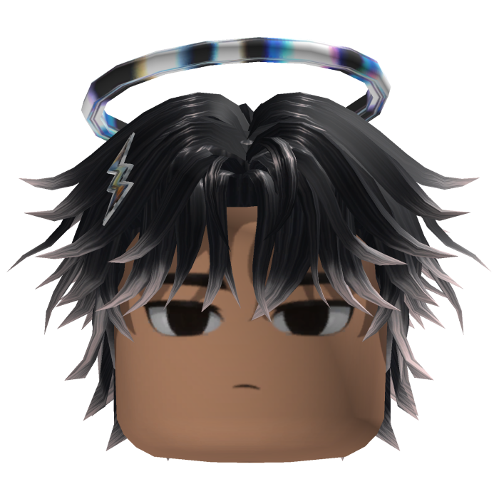 Spiky Anime Hair w/ Halo & Clips (Black/White)