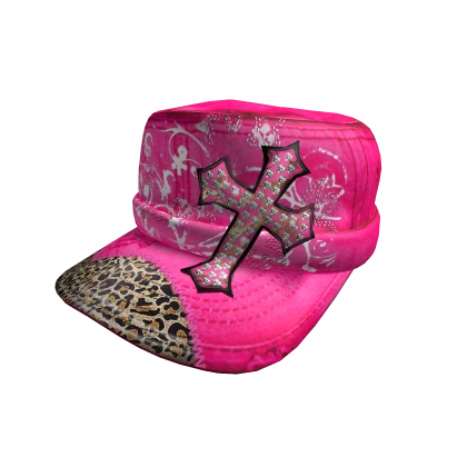 Hot Pink Y2K Cross Zebra Cap 2000s Mcbling | Roblox Item - Rolimon's