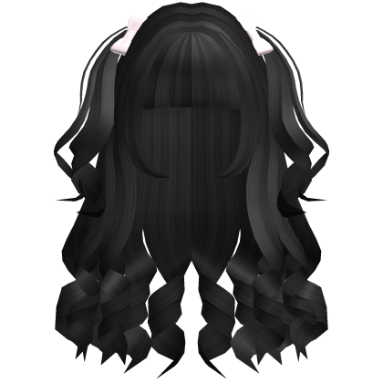  ♡ : black pretty princess long curly hair  Roblox item