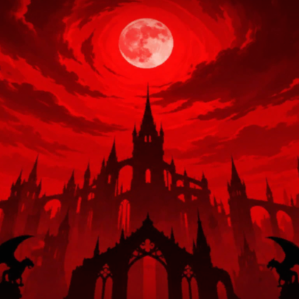 Red Moon Dark Night Goth Castle Vampire Background