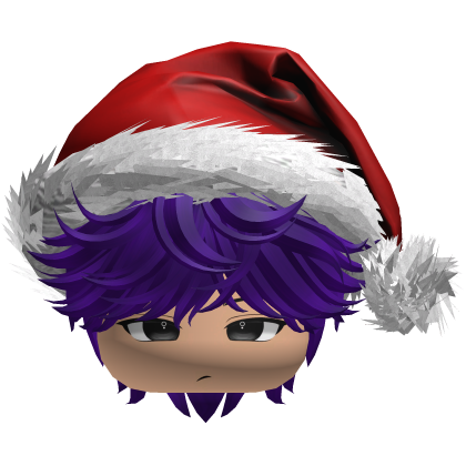 Messy Fluffy Purple Dark Hair a Santa Hat Y2k Roblox item