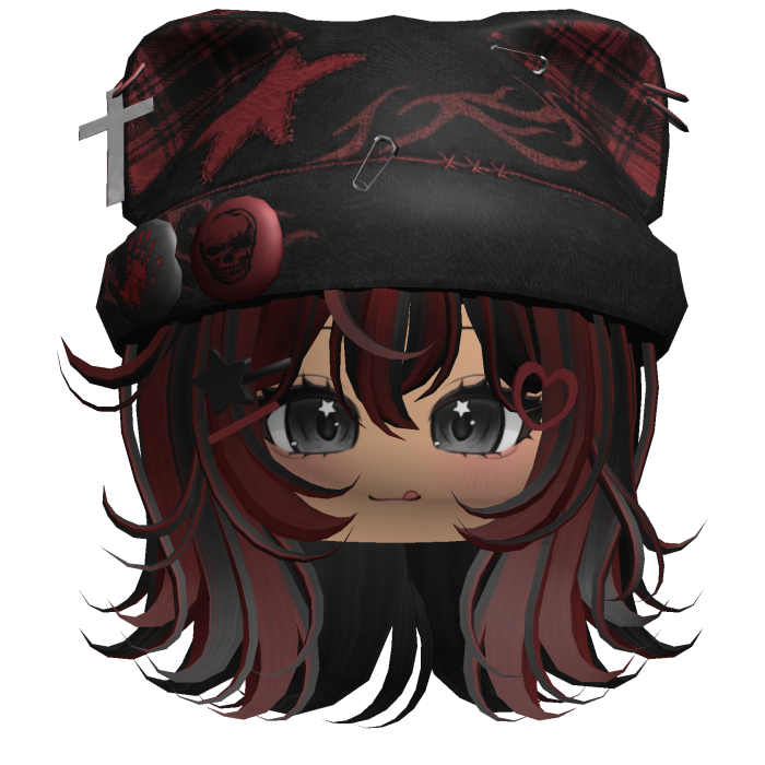 Black&Red Streetwear Y2K Beanie Girl Hair