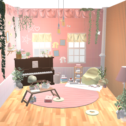 Pink piano room