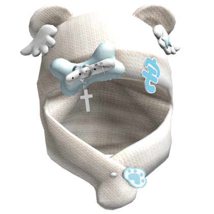 White&Blue Kawaii Cozy Wings Hood Roblox item