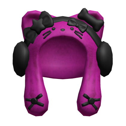 Black&Pink Cute Cozy Hood with Earmuffs Roblox item