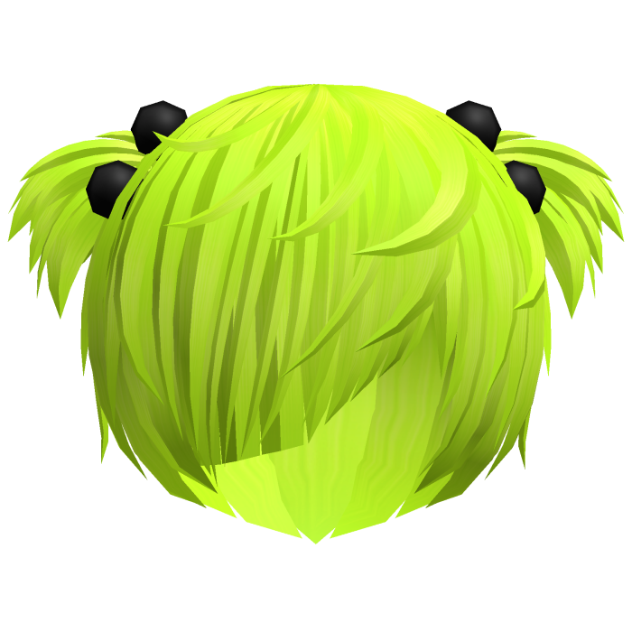 (//_^) neon green messy anime vkei emo hair w buns