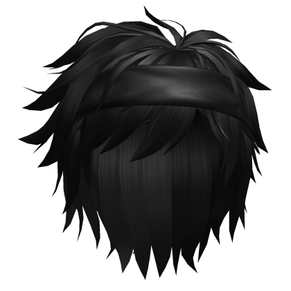 Messy Anime Boy Black Hair /Headband Roblox item