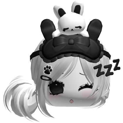 Kawaii Moe Sleepy Cute Bunny Anime Hair White Roblox item