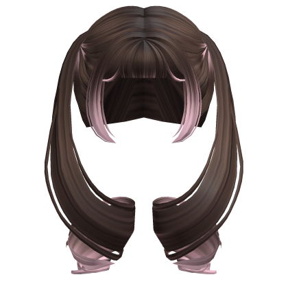 ♡ Kawaii Brown & Pink Soft Flowy Twirls Hair