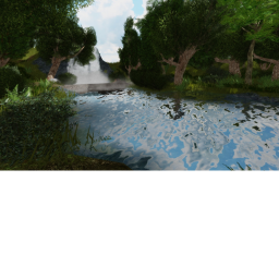 realistic forest with pond idk