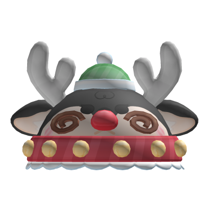 black soft fluffy winter christmas reindeeer hat  Roblox item