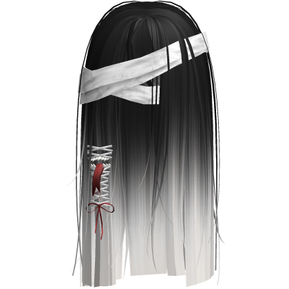 Creepy Black White Monster Hair w White Bandages Roblox item
