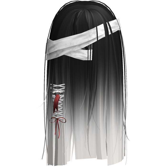 Creepy Black White Monster Hair w White Bandages