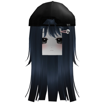 Dark Blue Cute Hair With Cap