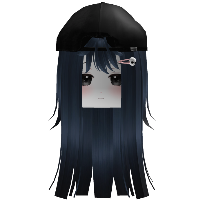 Dark Blue Cute Hair With Cap