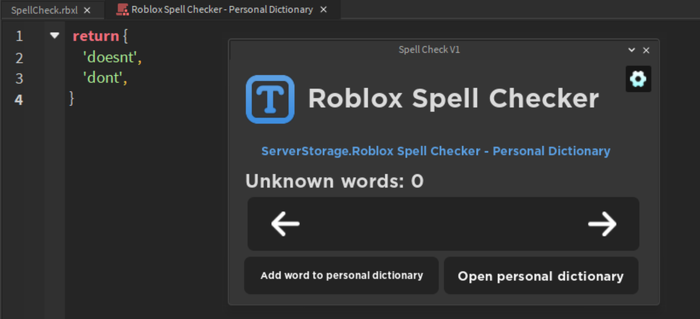 Roblox Spell Checker preview 2