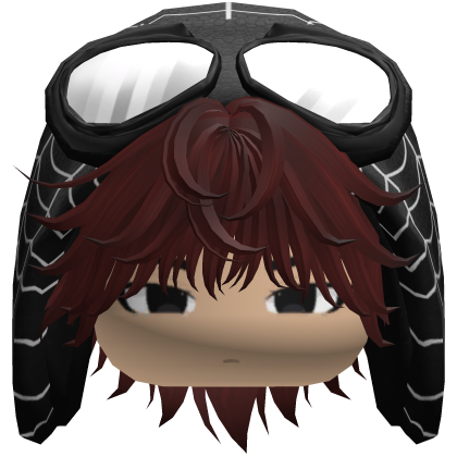 Spider Black Hood Boy Messy Red Hair w/ Face Roblox item