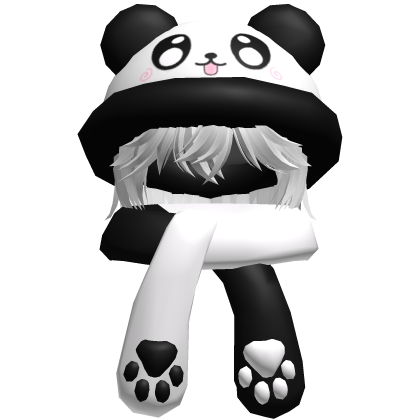 Cute Panda Hat + Scarf Boy Hair White Roblox item