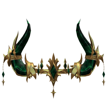 Royal Crystal Crown Horns - Emerald Gold